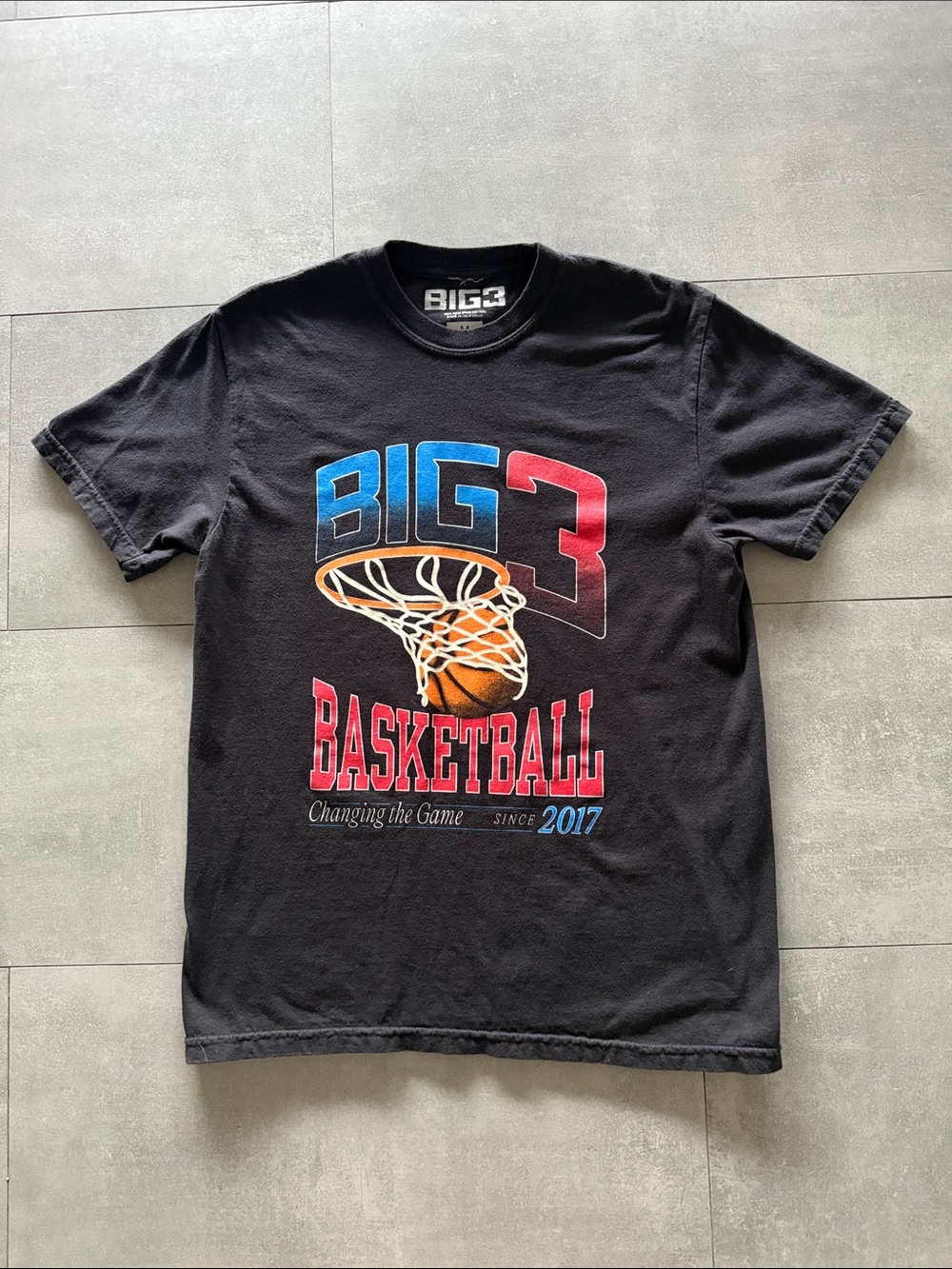 BIG3 Basketball Graphic T-Shirt Medium Black Rap Tee Style Ice Cube 3v3 League